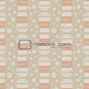 Seamless background with coffee cups takeaway