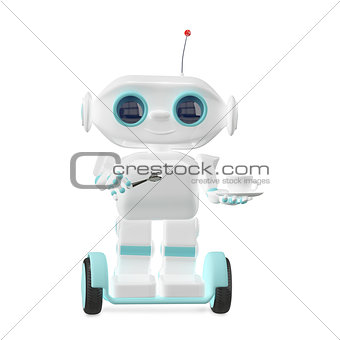 3D Illustration Little Robot with Coffee