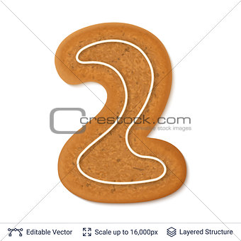 Gingerbread number isolated on white.