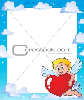 Cupid holding stylized heart frame 1