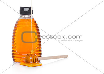Plastic jar bottle with organic natural honey