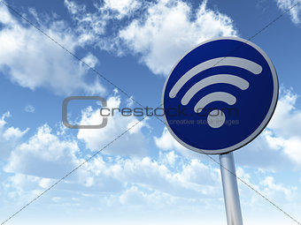 wifi symbol on roadsign - 3d rendering