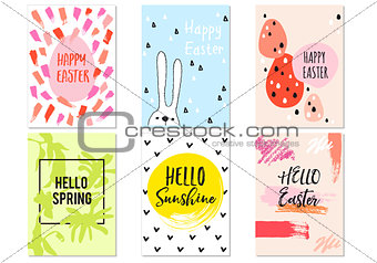 Hand drawn Easter cards, vector set