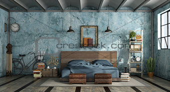 Grunge mastern bedroom in industrial style