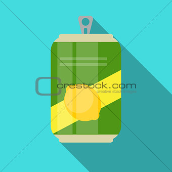 Lemonade Cans Bottle Template in Modern Flat Style Isolated on W