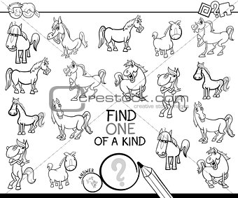 one of a kind game with horses coloring book
