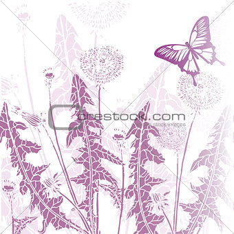 background vintage butterfly with flowers