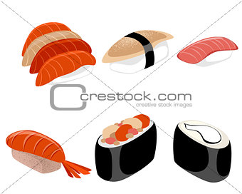 Six pieces of sushi