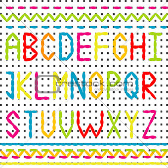 Embroidered alphabet and borders