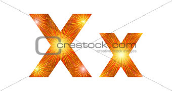 Set of letters, firework, X