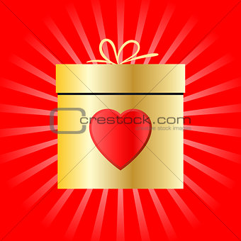 Gift box and heart symbol for Valentines day