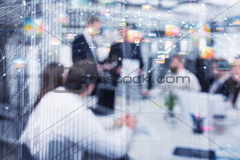 Blurred background of a business people with internet network effect