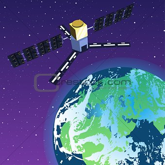 GPS Satellite Orbiting Earth in Space