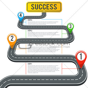 Timeline Road Infographics with Pin Pointers