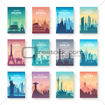 Collection of famous city scapes.