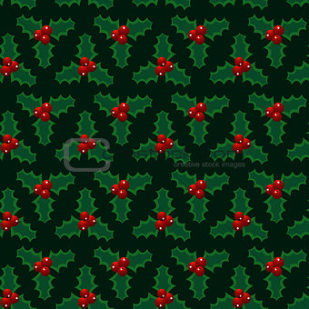 Christmas red green mistletoe seamless pattern