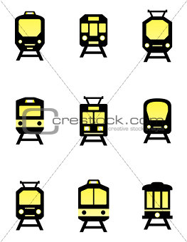 isolated train icons set