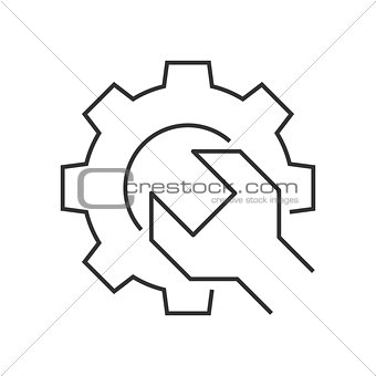 Wrench gear outline icon