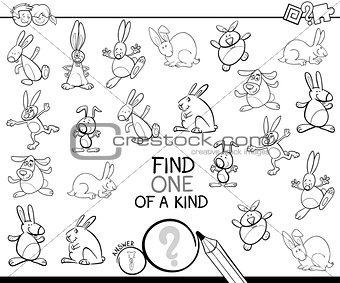one of a kind game with rabbits coloring book