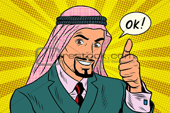 Thumbs up Okey, the Arab businessman