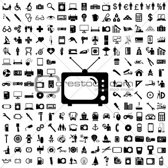 Collection flat icons. Eectronic devices symbols. Vector illustr