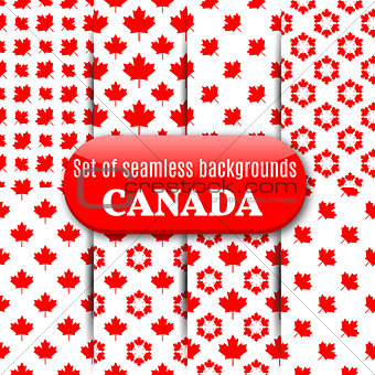 Set of Canadian seamless background, vector illustration.
