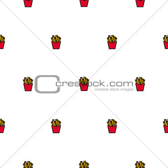 French fries fast food seamless vector icon pattern.