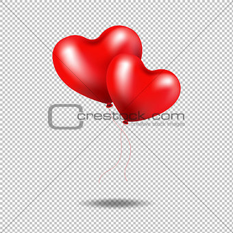 Red Balloons Heart Isolated Transparent background