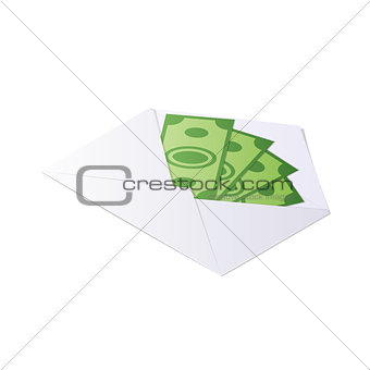 Money in envelope. Dollar bills. Isometric vector illustration.