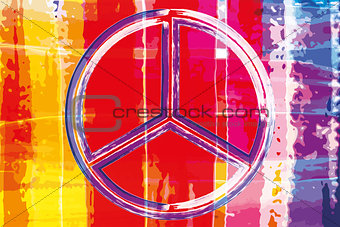 Abstract watercolor artwork with peace sign
