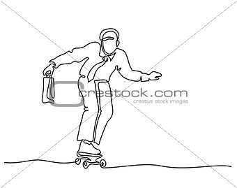 Office man riding skateboard