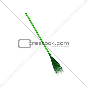 Vintage broom in green design