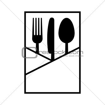 Fork knife and spoon in a napkin