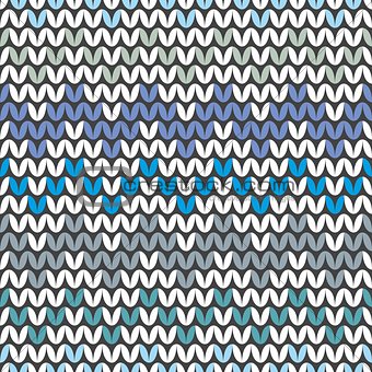 Tile blue and grey zig zag knitting vector pattern