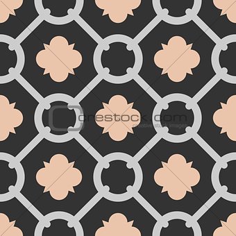 Tile black, pink and grey decorative floor tiles vector pattern