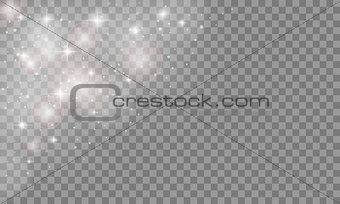 Set Glow light effect isolated on transparent background. Sun flash or Star burst with sparkles. Vector illustration.