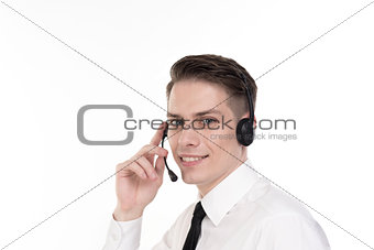 Photo of smiling young call centre agent