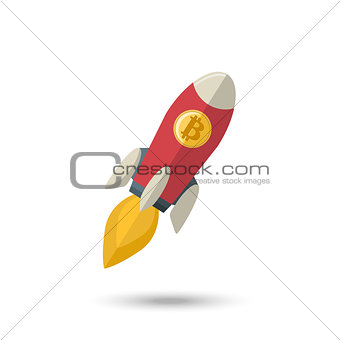 Bitcoin icon rocket ship