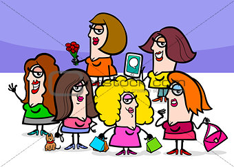 woman cartoon people characters group