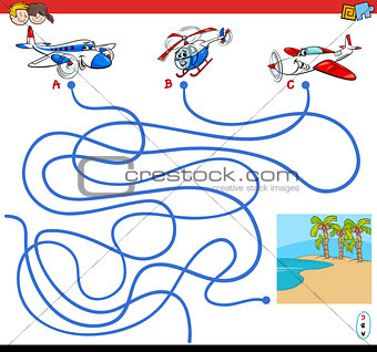 paths maze game with aircraft characters