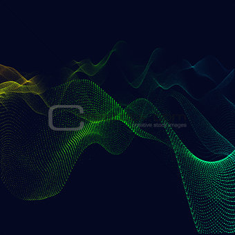 Abstract particles background. Fractal waves digital area