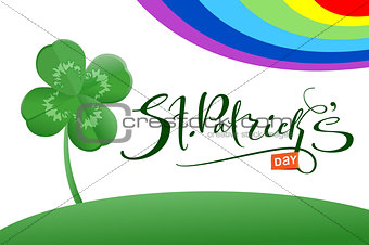 St. Patrick's day text greeting card and luck leaf clover