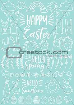 White Easter doodles, vector set
