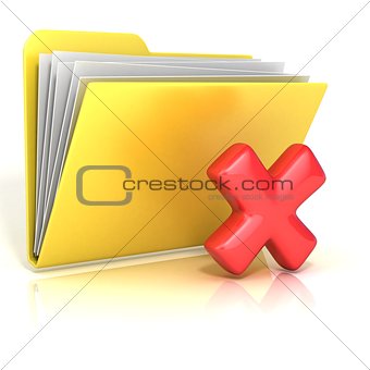 Negative, red check mark folder icon, 3D