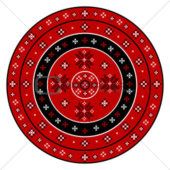 Embroidered cross-stitch round pattern