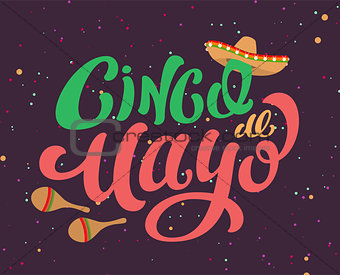 Cinco de Mayo Mexican holiday text banner for greeting card