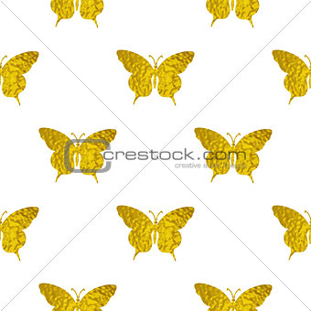 Seamless pattern with golden butterflies
