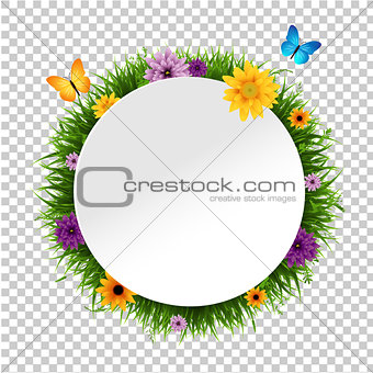 Banner With Grass Border Isolated Background