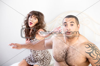 Man Trying to Fend Off Beautiful Mature Cougar