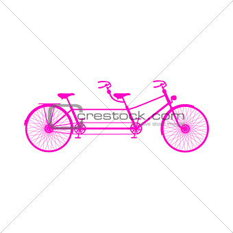 Retro tandem bicycle in pink design